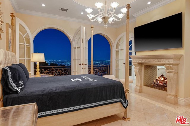 Bedroom in a $49,000,000 Beverly Hills home for sale