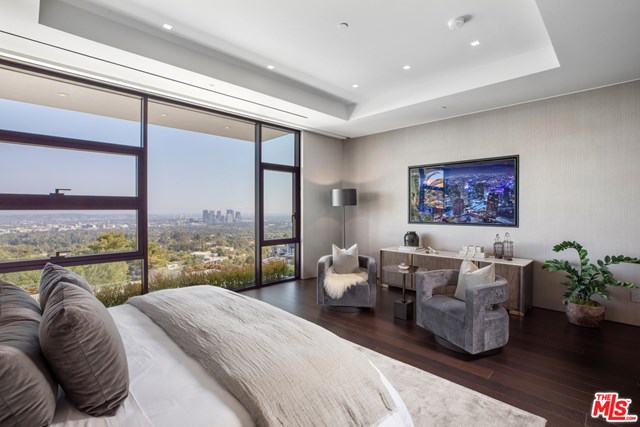 Bedroom in a $46,500,000 Beverly Hills home for sale