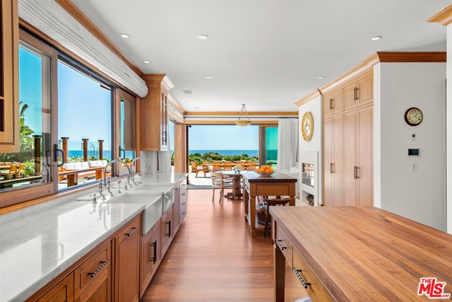 Kitchen in a $100,000,000 Malibu home for sale