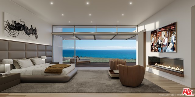 Bedroom in a $75,000,000 Malibu home for sale