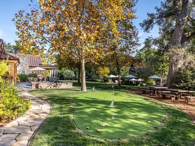 Backyard in a $48,000,000 Woodside home for sale