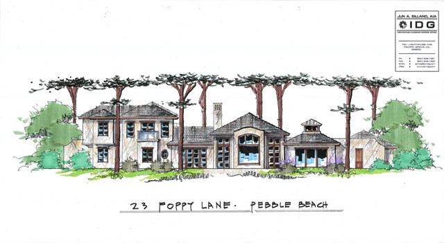 Facade in a $6,995,000 Pebble Beach home for sale