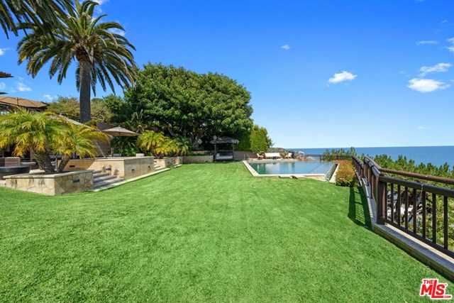 Backyard in a $200,000 per month Malibu home for rent