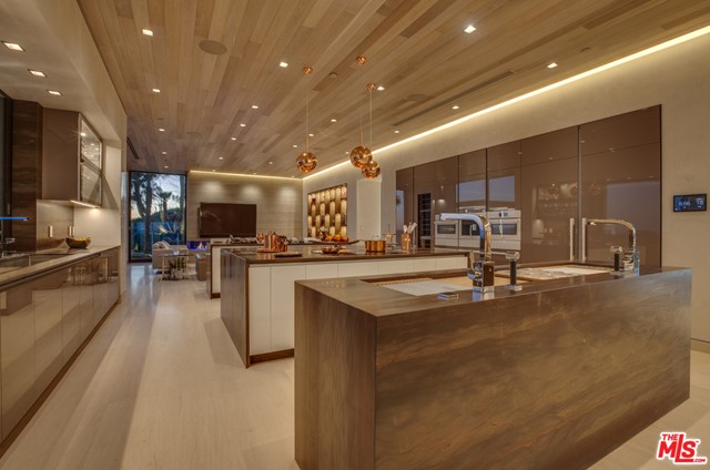 Kitchen in a $49,995,000 Malibu home for sale